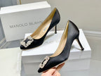 Manolo Diamond Buckle Pumps 10cm black  Silk