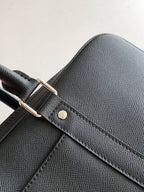 LV Porte-Documents Voyage PM Handbag Black Taiga leather
