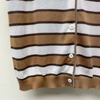 Prada Striped Polo T-shirt White Brown Tencel Cotton