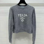 Prada Sweater Gray White Wool