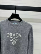 Prada Sweater Gray White Wool