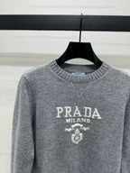 Prada Sweater Gray White Wool