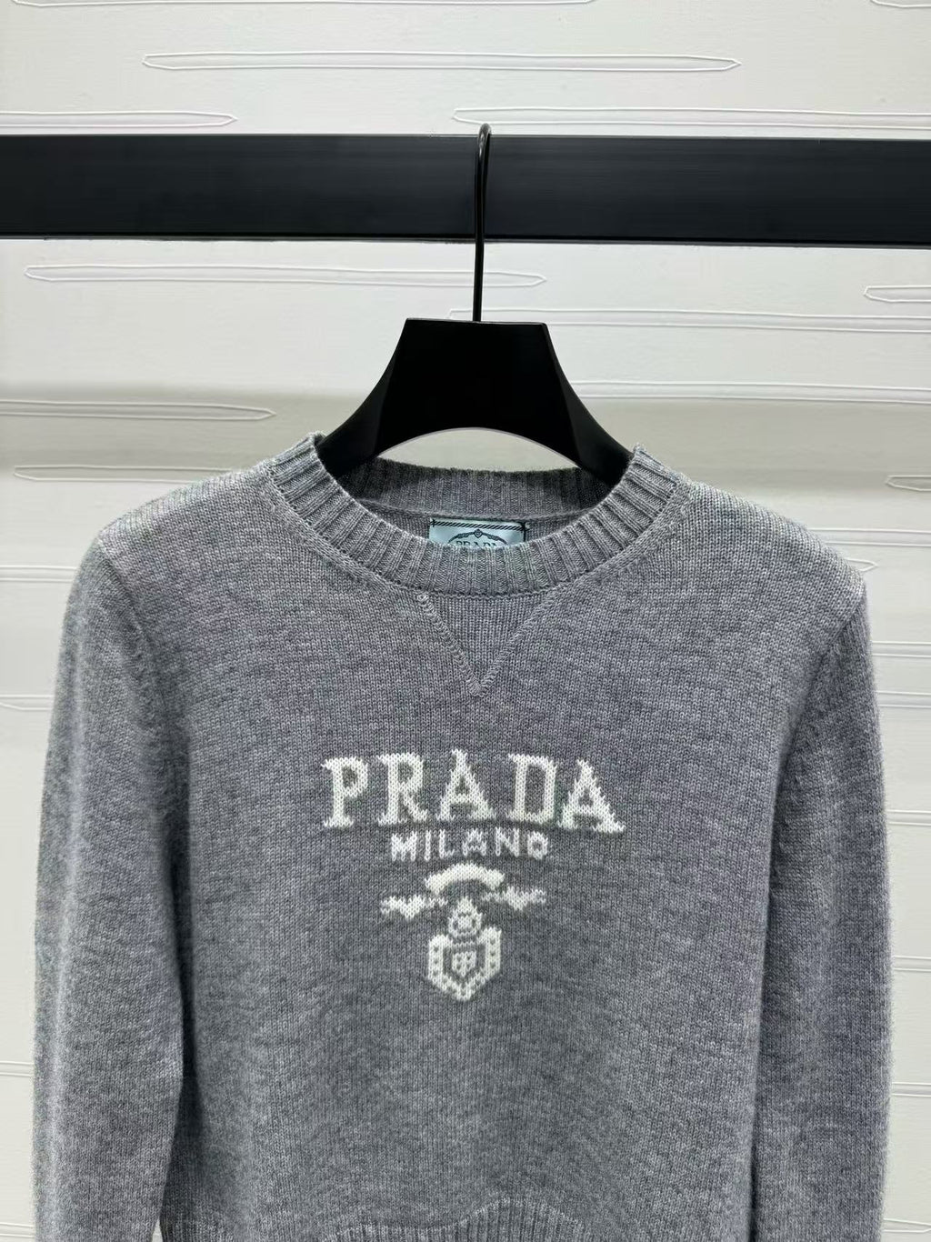 Prada Sweater Gray White Wool