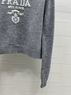 Prada Sweater Gray White Wool