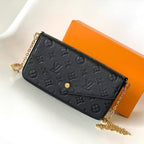 LV Pochette Félicie Chain Bag Black Grain Cowhide