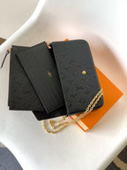 LV Pochette Félicie Chain Bag Black Grain Cowhide