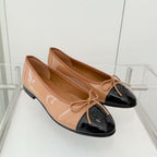 Chanel Ballet Flat Black Brown Patent Leather