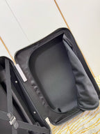Louis Vuitton Horizon 55 Plaid Suitcase Gray Black Leather