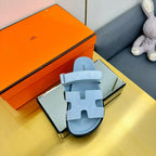 Hermes Chypre Sandal Blue Suede Leather