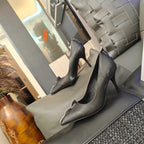 Prada Antiqued Pumps Black Tan calfskin