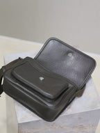 Saint Laurent Niki Logo Plaque Messenger Bag Dark Green Calfskin