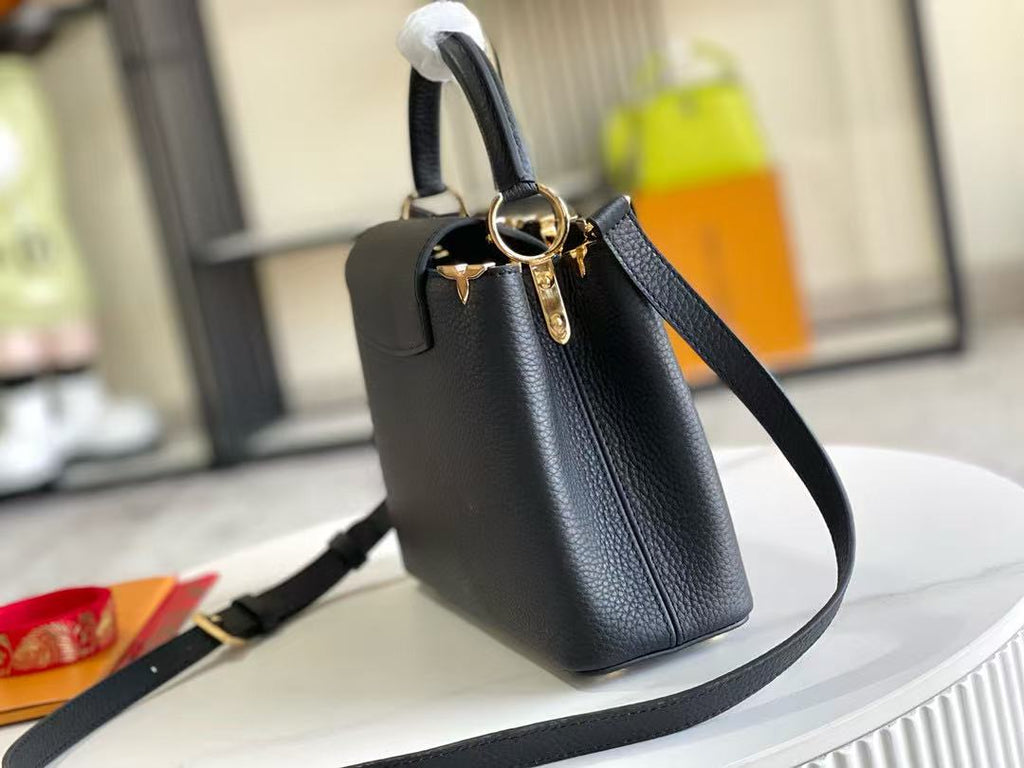 LV Capucines Hanbag Black Gold Cowhide