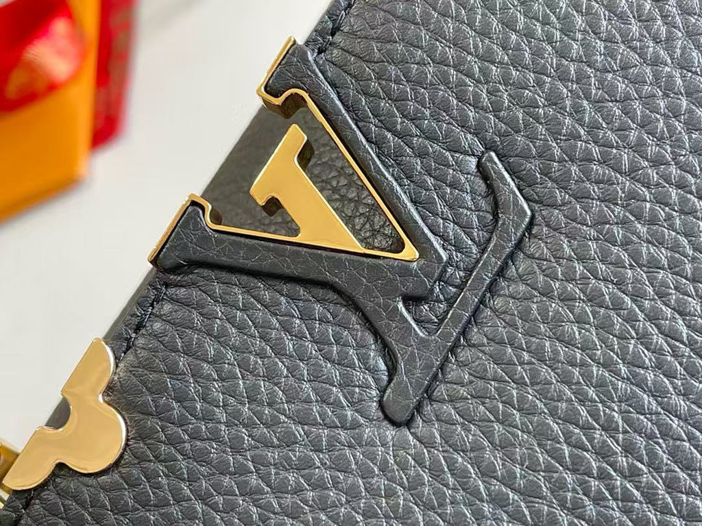 LV Capucines Hanbag Black Gold Cowhide