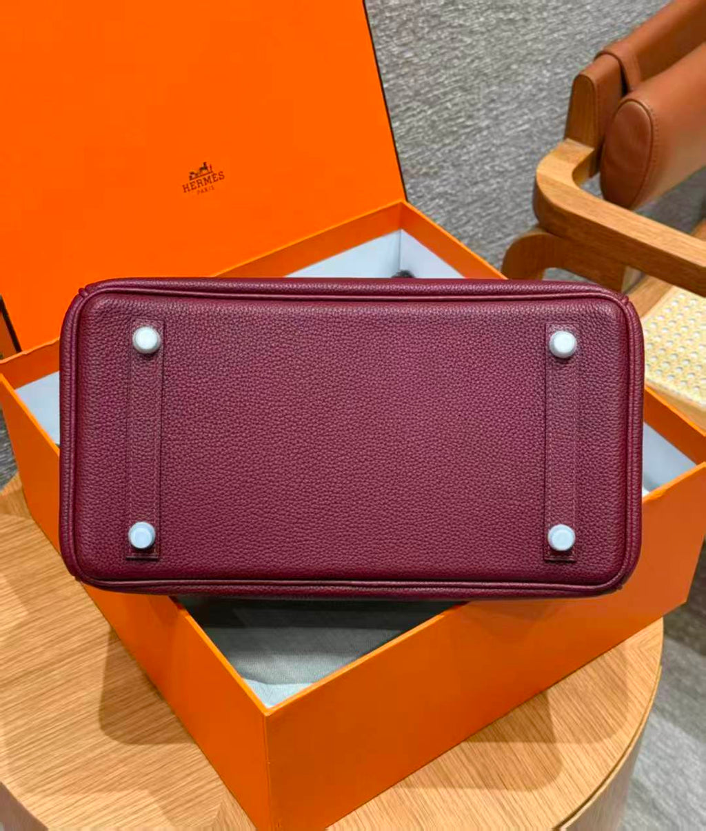 HM BIRKIN 25CM BURGUNDY TOGO LEATHER SILVER  HARDWARE