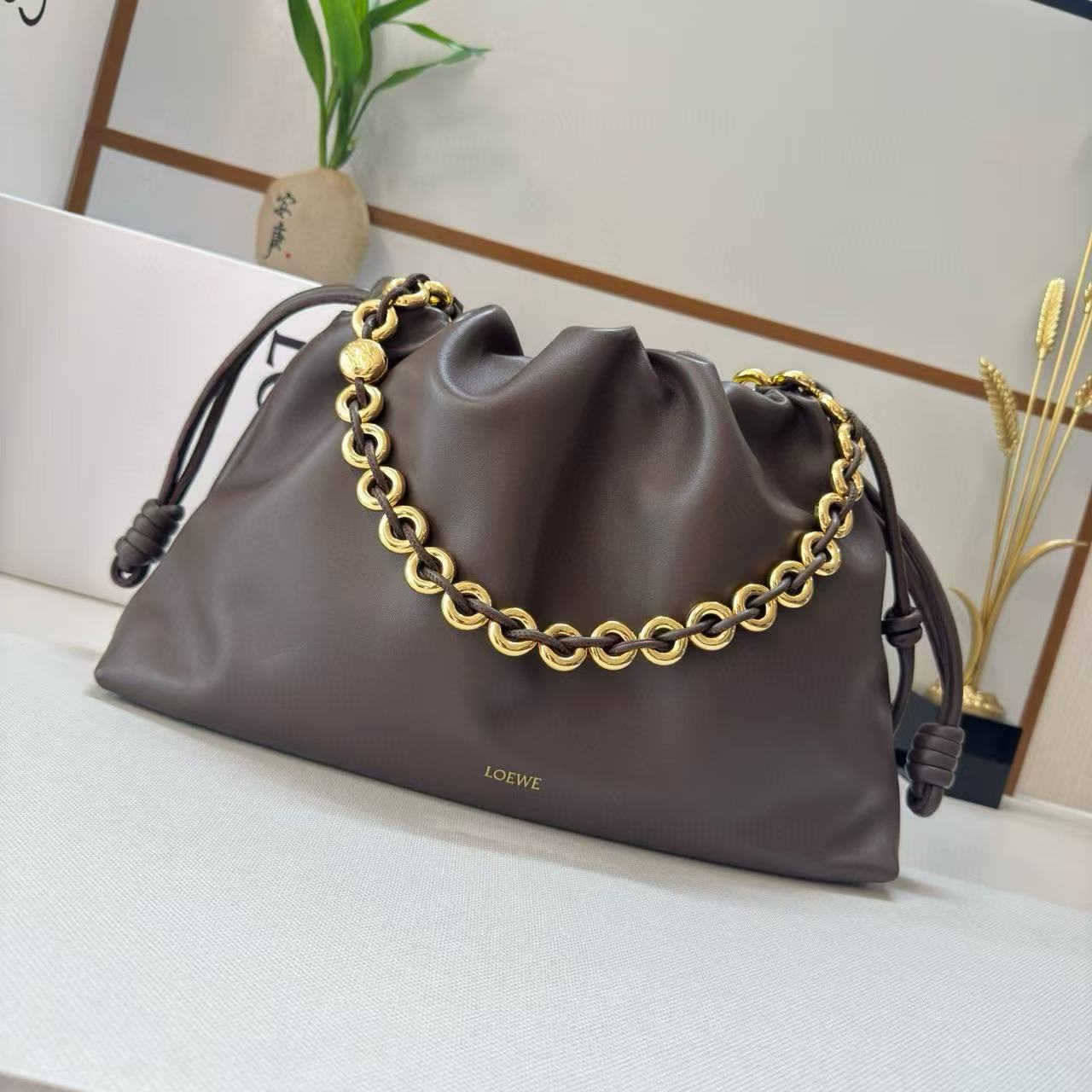 Loewe Flamenco Purse 41 Bag Dark Brown Nappa Lambskin