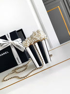 Chanel 25 Popcorn Minaudière Bag Black White Pink Resin