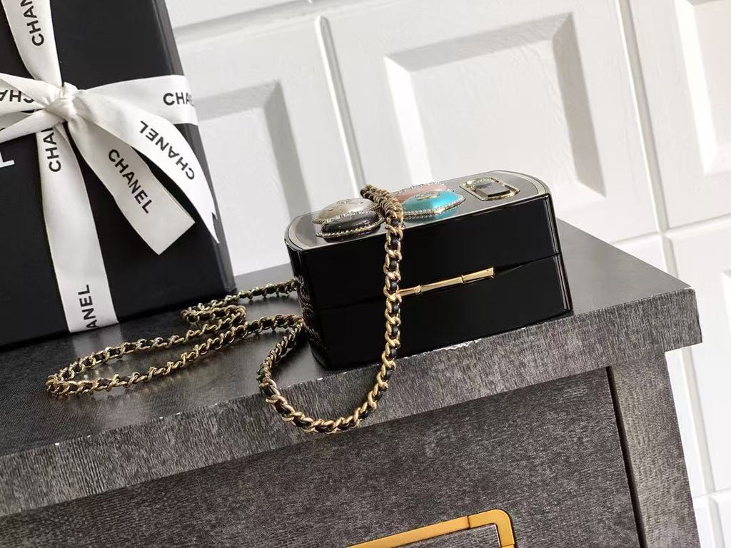 Chanel 25 Minaudière Makeup Palette Bag Black mix Colors Plexiglass
