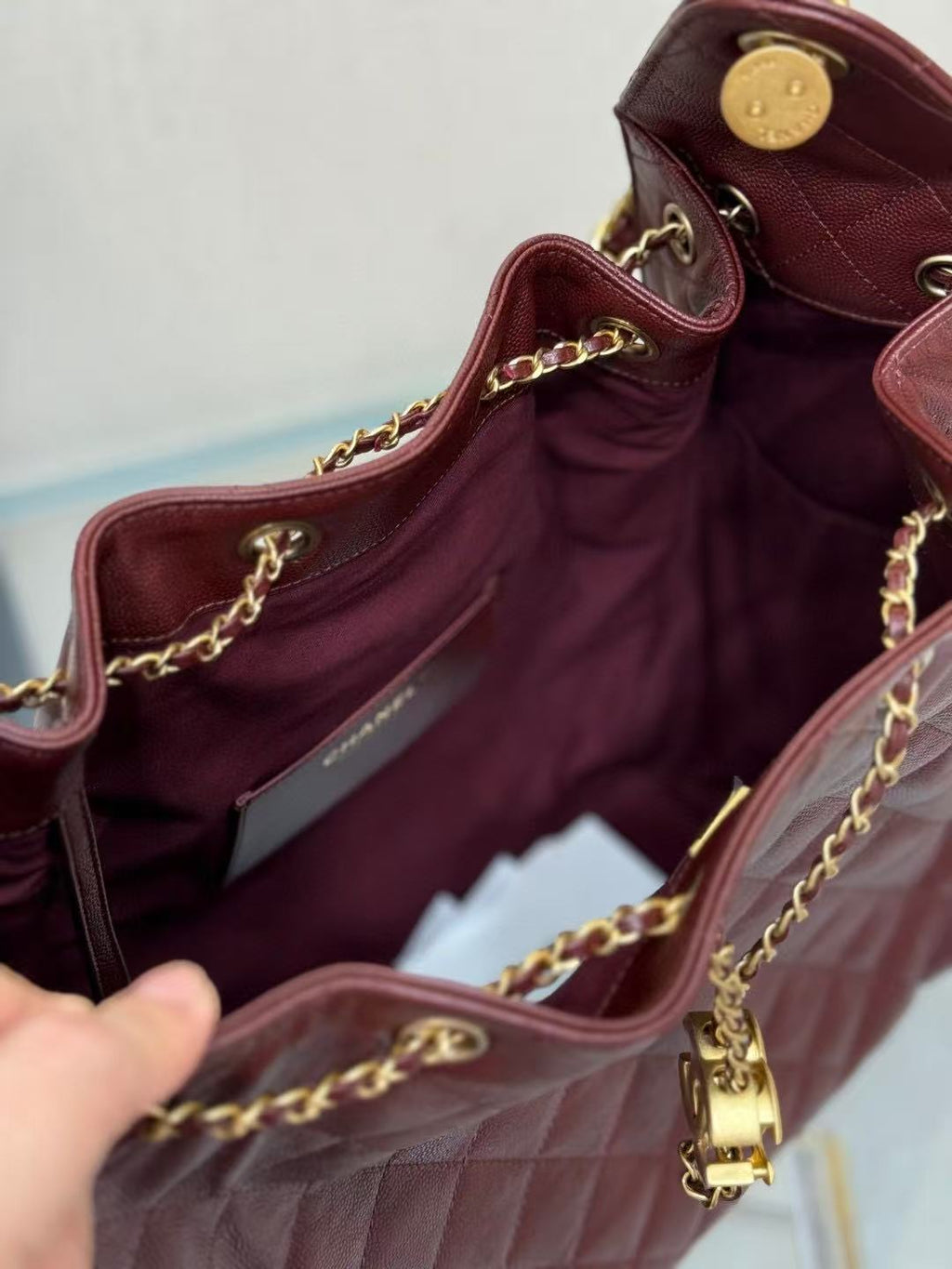 CC 25C Hobo Bags 40 cm Burgundy Calfskin