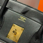 HM 2025 Birkin 30cm Black White Swift Cowhide Canvas Fabric With Waffle Panda