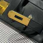 HM 2025 Birkin 30cm Black White Swift Cowhide Canvas Fabric With Waffle Panda