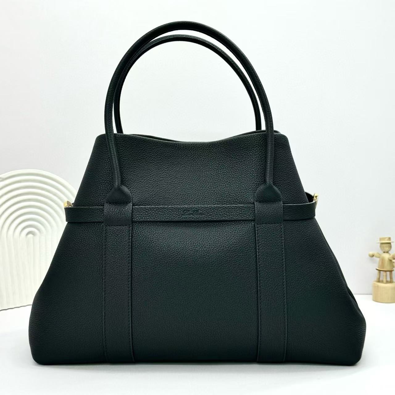 Loro Piana Ghiera Tote 40cm Bag Deep Blue Calfskin