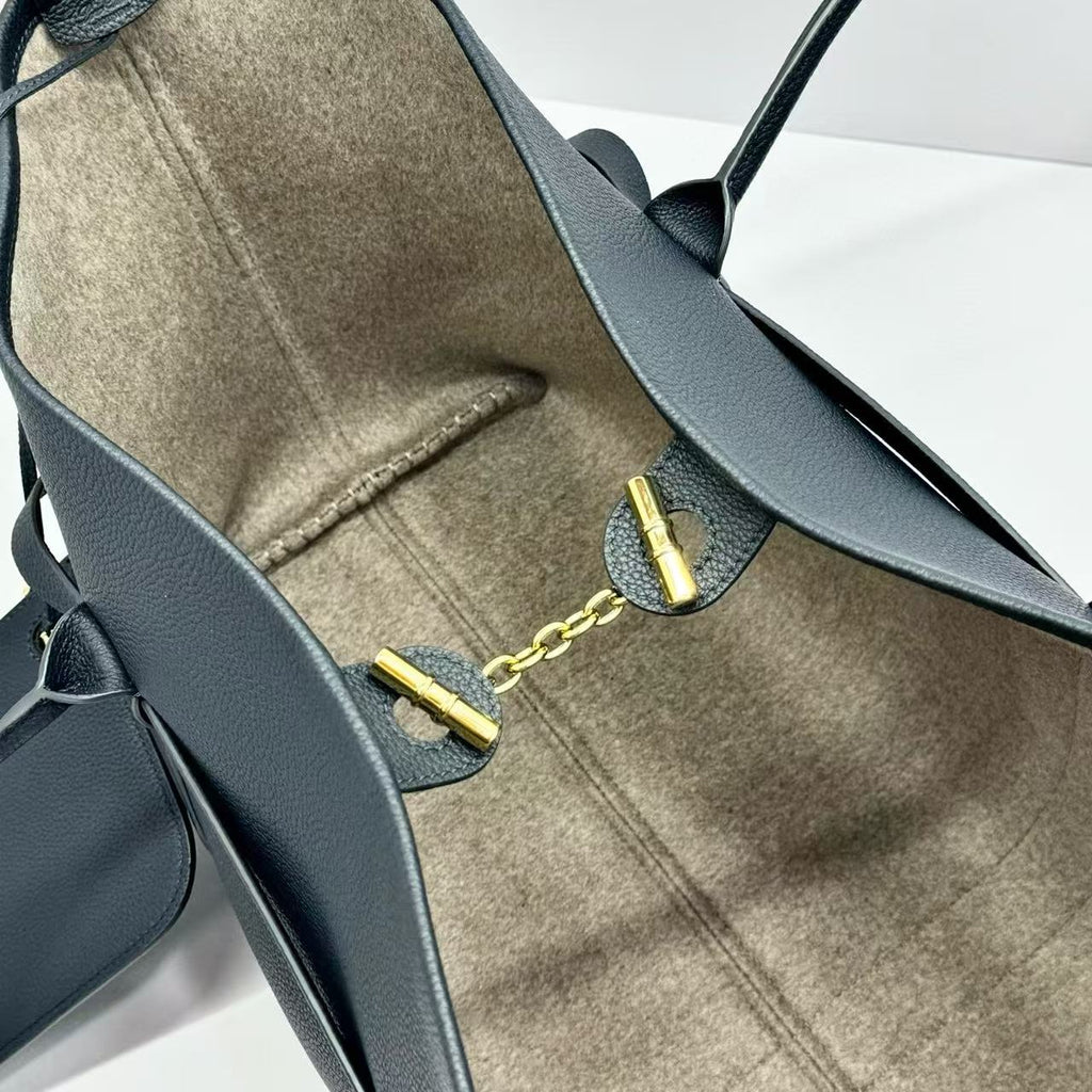 Loro Piana Ghiera Tote 40cm Bag Deep Blue Calfskin