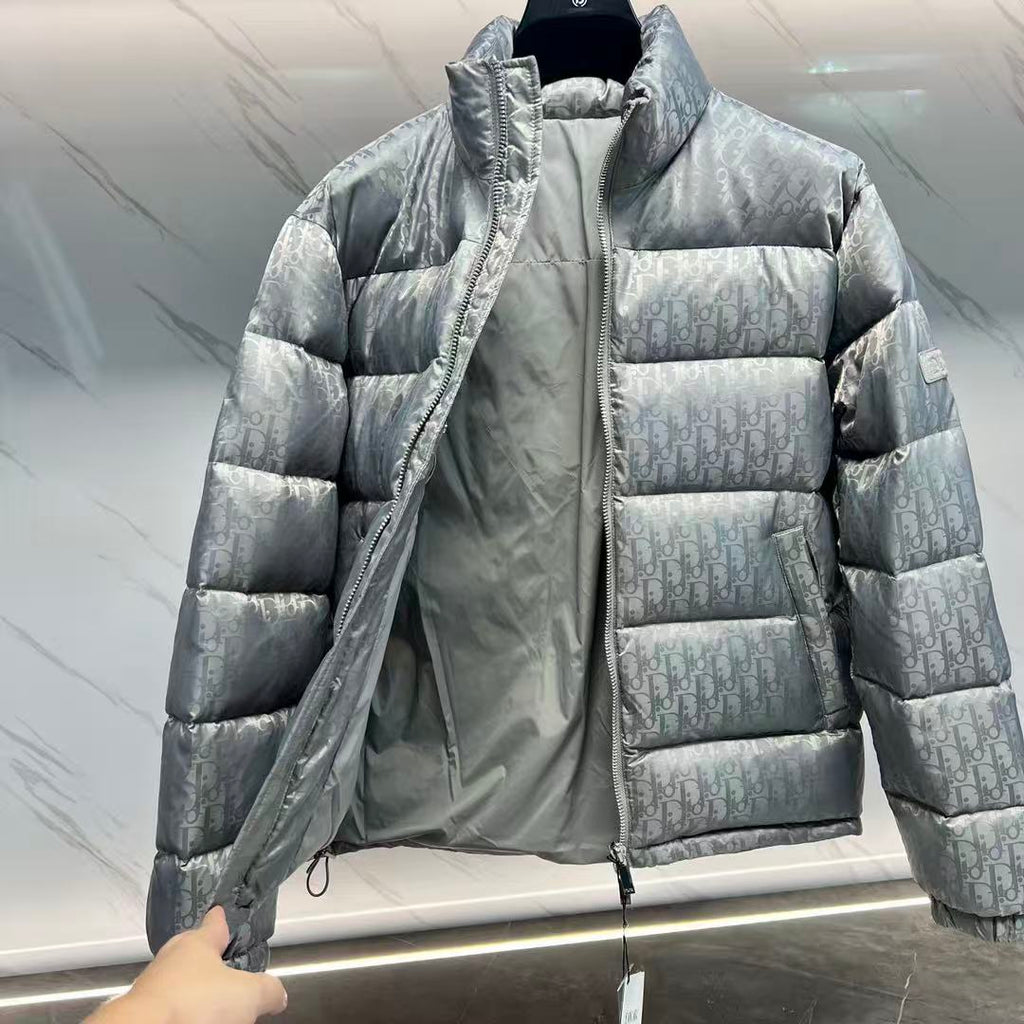 Dior Oblique Down Jacket Gray Polyester Down