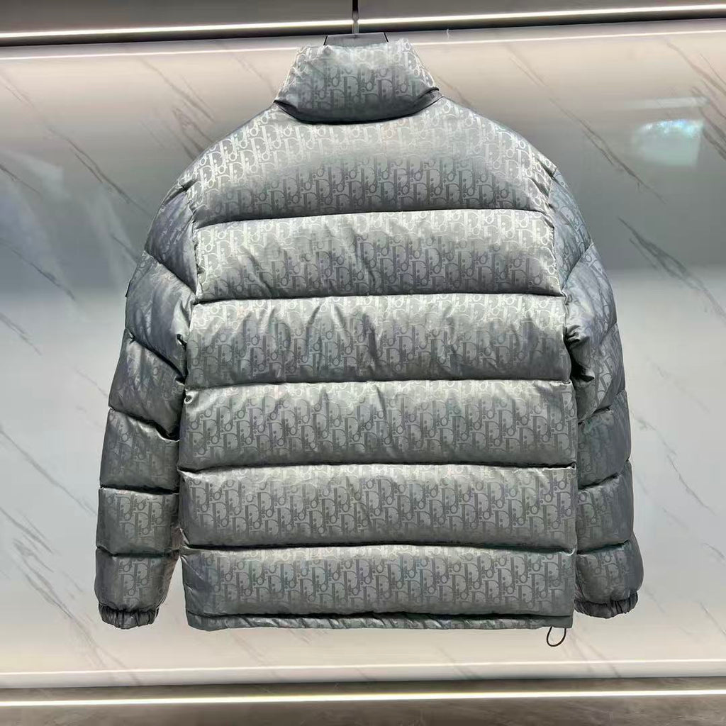 Dior Oblique Down Jacket Gray Polyester Down