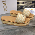 Dior 25 Dioriviera Dway Platform Slide Beige Raffia Leather