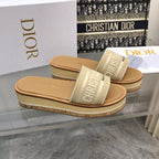Dior 25 Dioriviera Dway Platform Slide Beige Raffia Leather