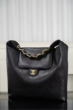 CC 2025 Bag 53cm Black Gold Calfskin 300852 Best Version