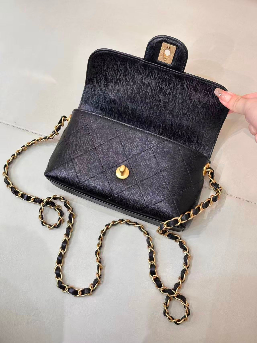 Chanel 2025 Coco Handle bag Black Quilted Caviar Leather