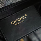 CC 2025 Classic Flap Bag Black Denim Fabric Gold Hardware