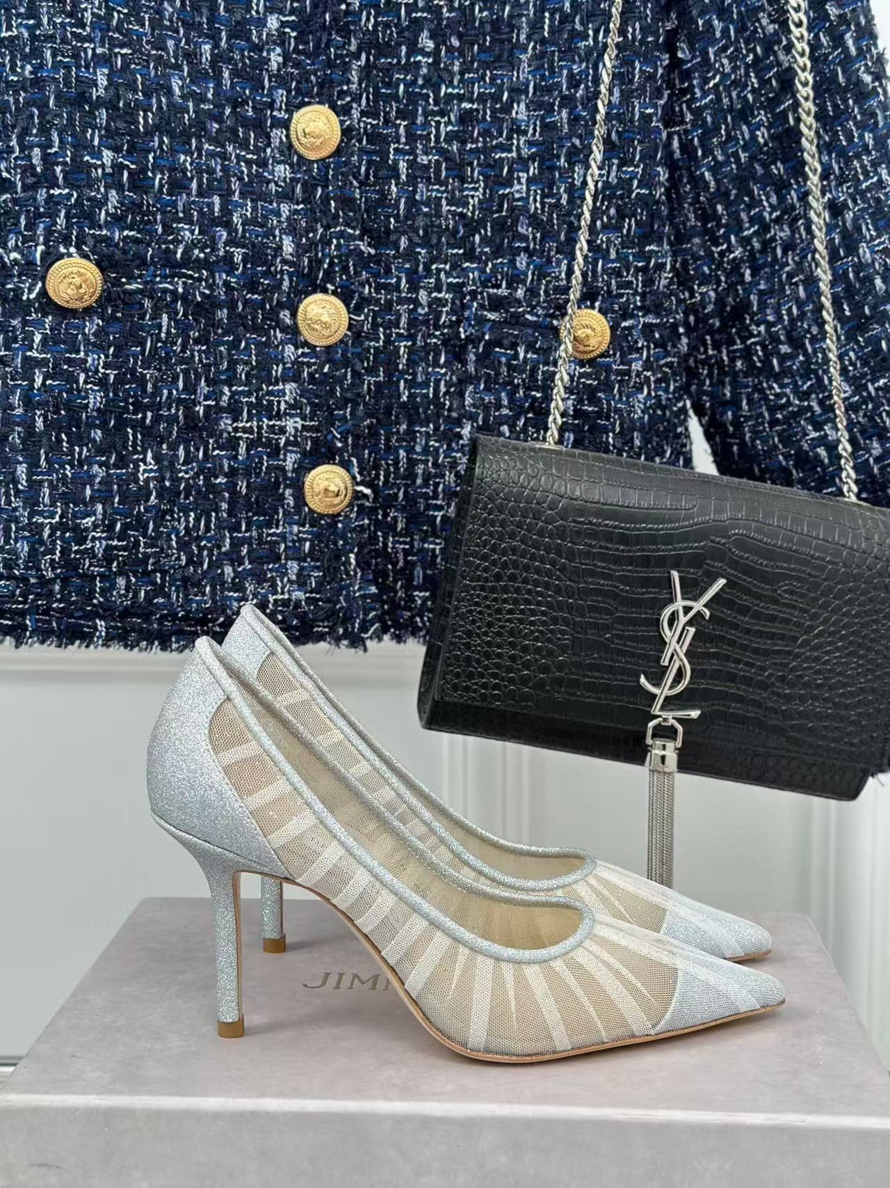 Jimmy Choo 2025 Love Pump White Mesh Leather