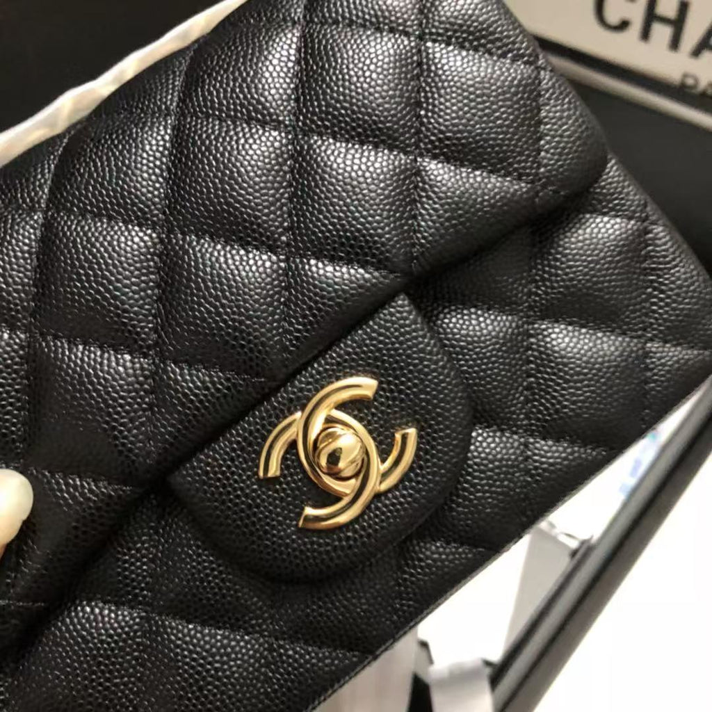 Chanel 2025 Square Flap Bag Black With Gold-tone Hardware Caviar Leather