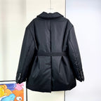 Prada 2025 Re-Nylon Down Jacket With Wide Lapels And A Belt