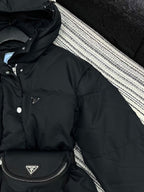 Prada 2025 Belted Jacket Black Down Re-Nylon