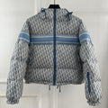 Dior 2026 Oblique Cropped Puffer Jacket Blue White Polyester Down