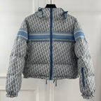 Dior 2026 Oblique Cropped Puffer Jacket Blue White Polyester Down