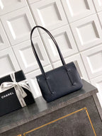 Chanel 2026 Bag 22cm Blue Grained Shiny Calfskin