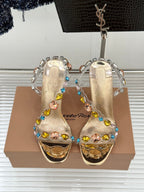 Christian Louboutin 2026 Rosa Z Jewel Heeled Sandal TPU Strass Calf Leather