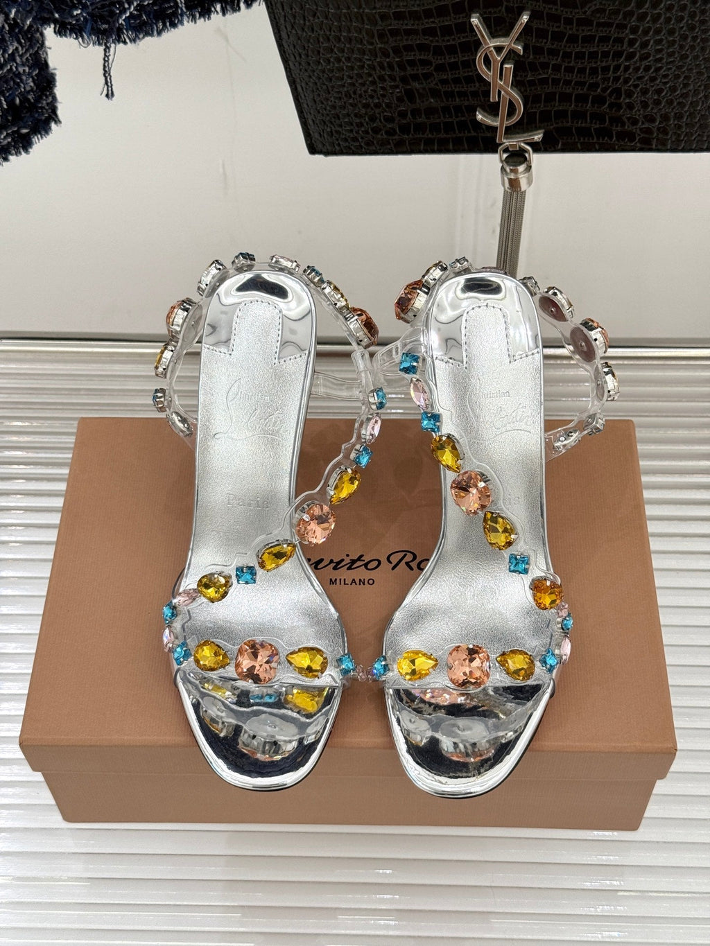 Christian Louboutin 2026 Rosa Z Jewel Heeled Sandal TPU Strass Calf Leather