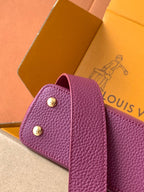 LV 2026 Burgundy Taurillon Leather And Python Mini Capucines Bag