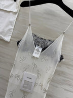 Chanel 2026 Camisole Dress White Lace Cotton