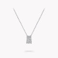 LAURENCE SIGNATURE TRIPLE PAVED SILVER DIAMOND NECKLACE