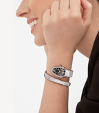 Bulgari Serpenti 35mm Tubogas Single Spiral Steel Diamonds Black Dial