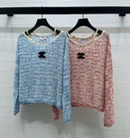 Chanel 2026  Off-the-shoulder Knit Long-sleeved Top Wool Cashmere