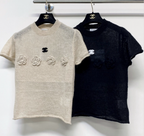 Chanel 2026 Floral Short Sleeve T-shirt Black and Beige Wool