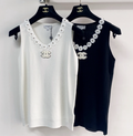 Chanel 2026  Flower Shirt White and Black Polyester Viscose
