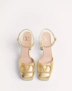 VLOGO SIGNATURE PLATFORM PUMP 115MM GOLD LAMINATED NAPPA